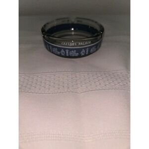 Vintage Caesars Palace Las Vegas Nevada Glass Ashtray Blue White Roman Graphic